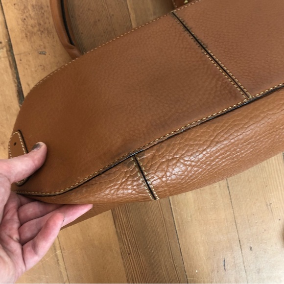 Cole Haan large belted turn lock satchel brown pebbled leather tote handbag - Picture 12 of 12